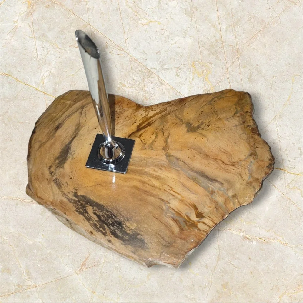 Vintage Desk Fountain Chrome Pen Holder with Polished Stone Base‎ Stand Office
